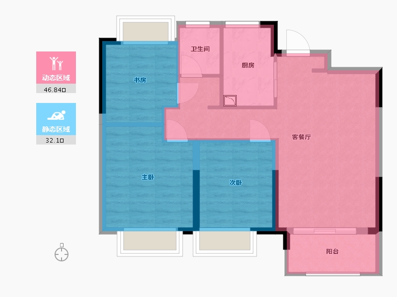 江苏省-南京市-仙林首望城-70.96-户型库-动静分区