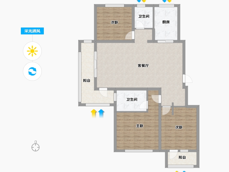 山东省-青岛市-六和庄园-111.37-户型库-采光通风