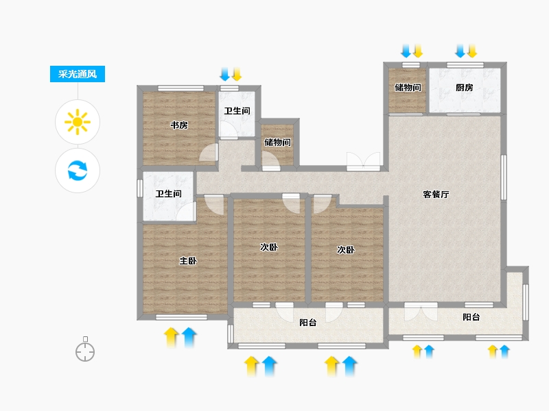 山东省-青岛市-六和庄园-151.58-户型库-采光通风