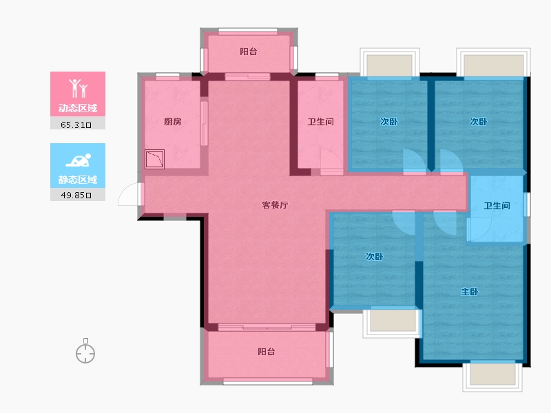 湖南省-株洲市-华晨藏龙湾-101.65-户型库-动静分区