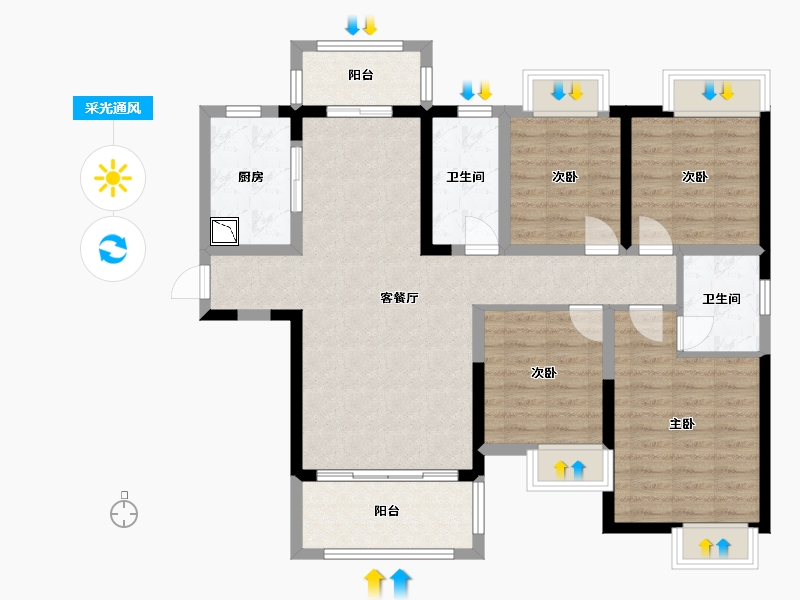 湖南省-株洲市-华晨藏龙湾-101.65-户型库-采光通风