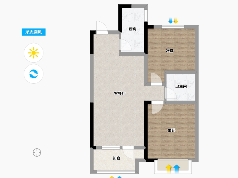 山东省-青岛市-仁洲观海-68.00-户型库-采光通风