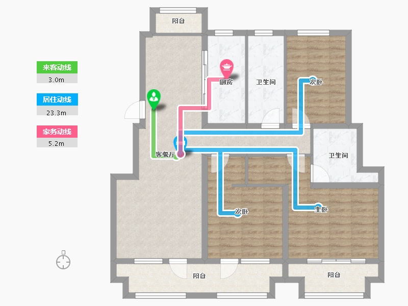 山东省-青岛市-六和庄园-105.70-户型库-动静线