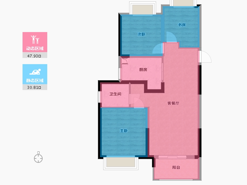 江苏省-南京市-仙林首望城-70.00-户型库-动静分区