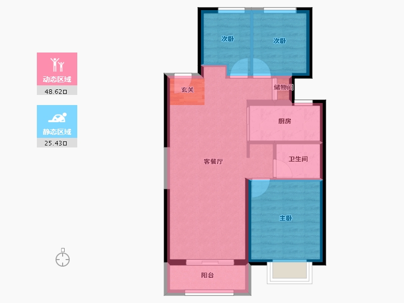 山西省-太原市-万科城市之光・东望-66.25-户型库-动静分区