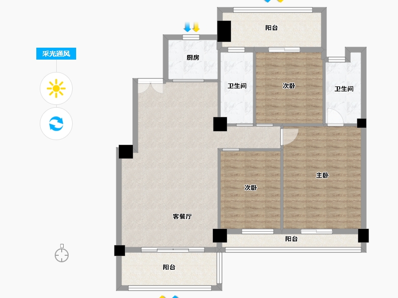 湖北省-恩施土家族苗族自治州-金山壹号-113.19-户型库-采光通风