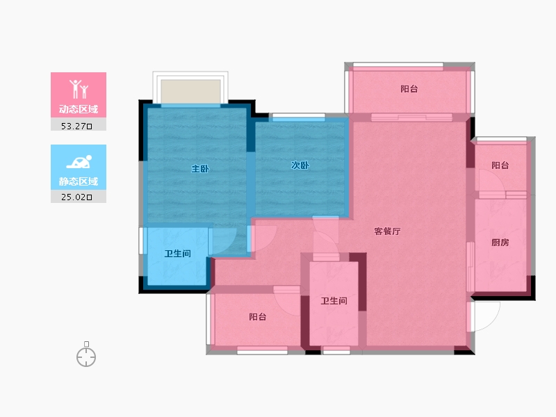 四川省-自贡市-蓝润.春风九里-68.43-户型库-动静分区