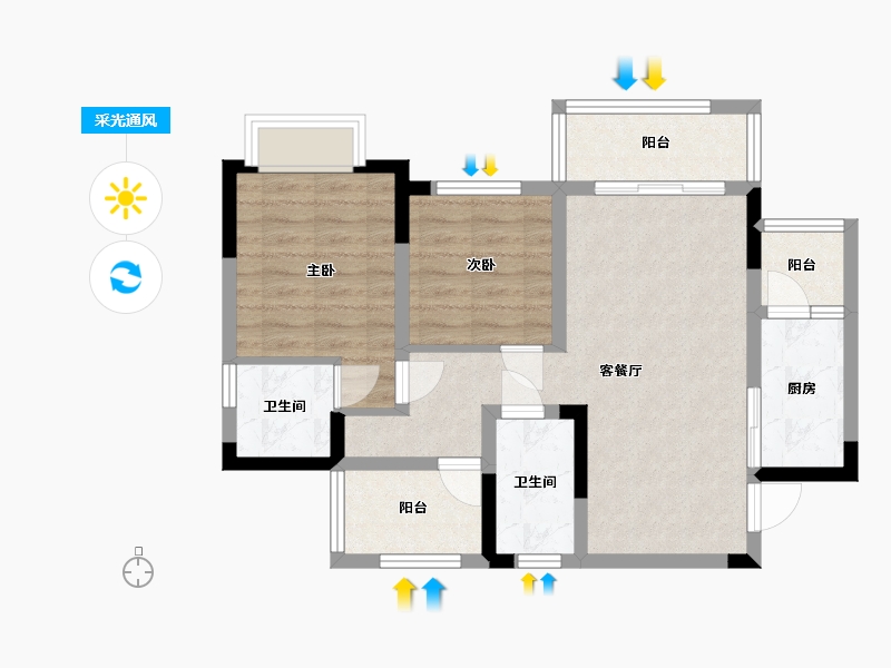 四川省-自贡市-蓝润.春风九里-68.43-户型库-采光通风