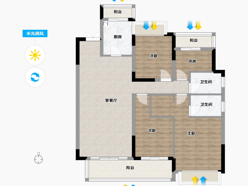 湖南省-株洲市-北大资源未名1898-105.48-户型库-采光通风