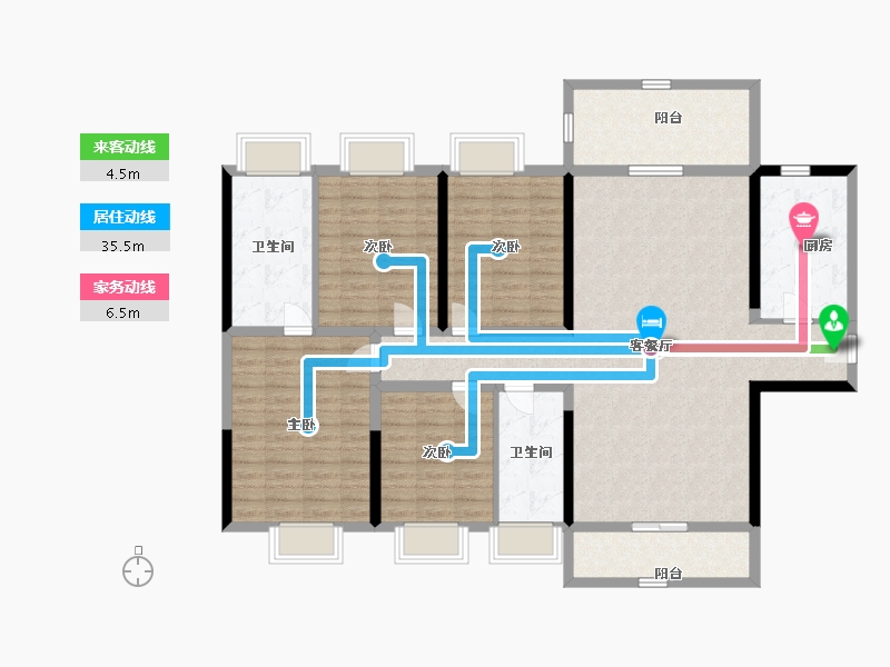 广西壮族自治区-贵港市-润月公园里-140.00-户型库-动静线