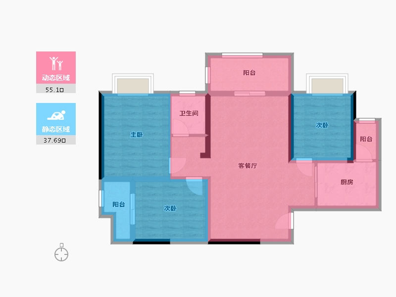 湖南省-长沙市-新里程潇湘名城-82.17-户型库-动静分区