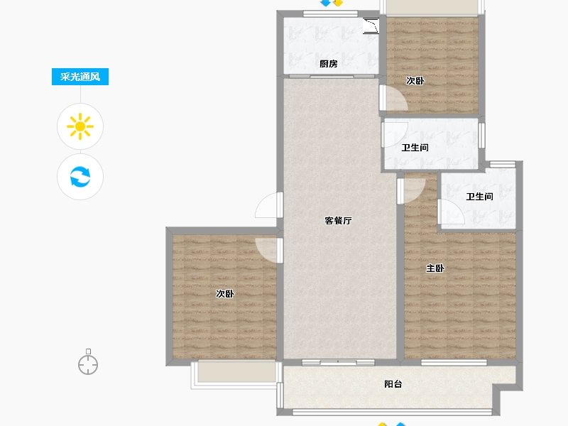 江苏省-盐城市-九龙华府-123.00-户型库-采光通风