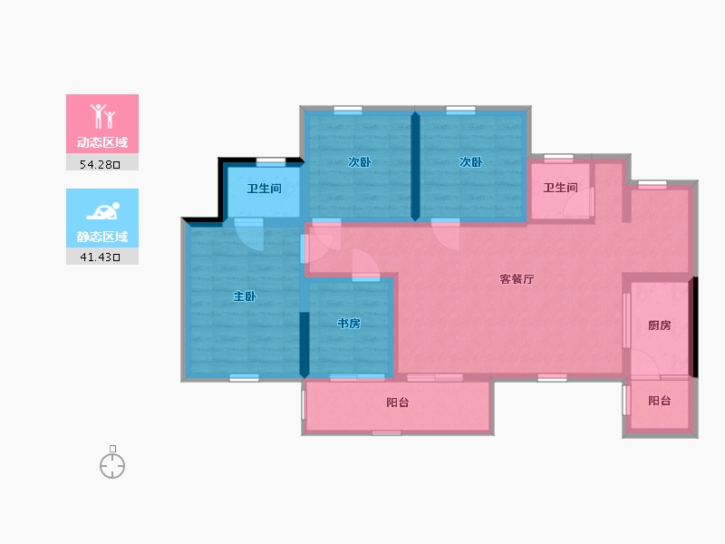 四川省-遂宁市-正黄 金域香江-84.54-户型库-动静分区