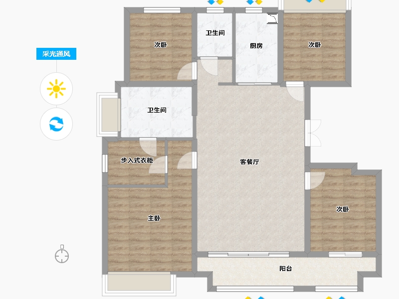 江苏省-南京市-泰禾金尊府-116.24-户型库-采光通风