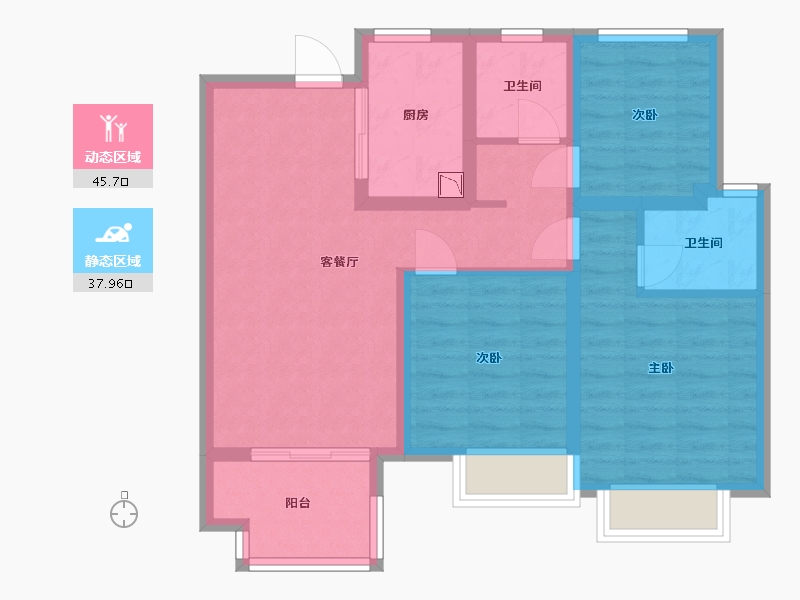 江苏省-南京市-泰禾金尊府-73.60-户型库-动静分区