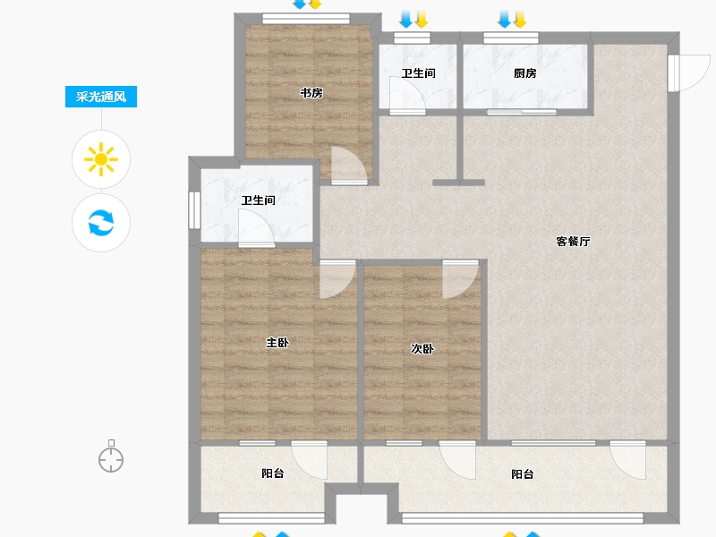 山东省-青岛市-上流和苑-95.28-户型库-采光通风