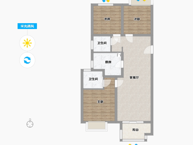 江苏省-南京市-泰禾金尊府-80.04-户型库-采光通风