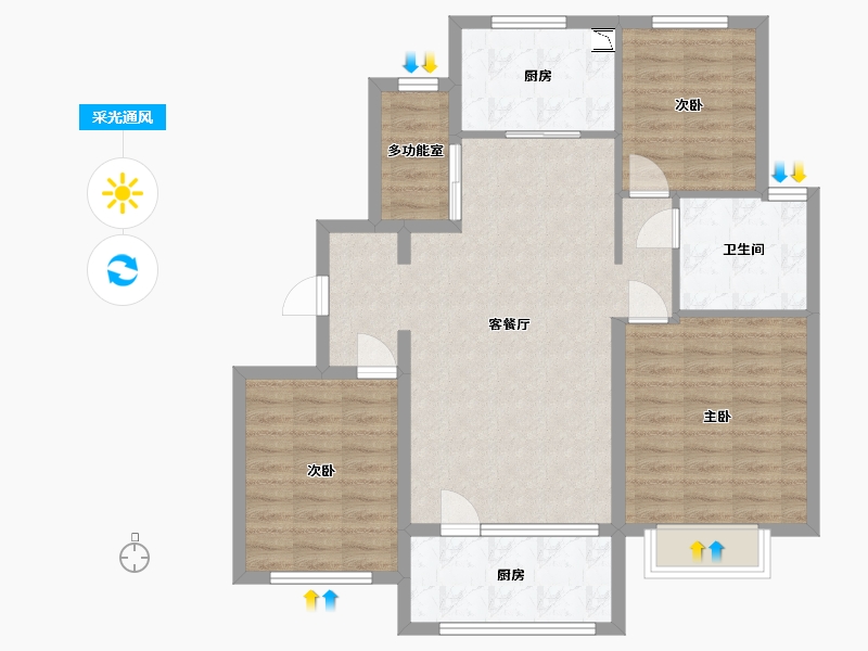 山东省-济宁市-崇德公馆-94.40-户型库-采光通风