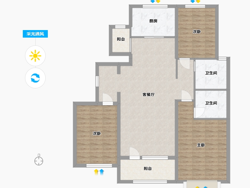 山东省-济宁市-崇德公馆-111.20-户型库-采光通风