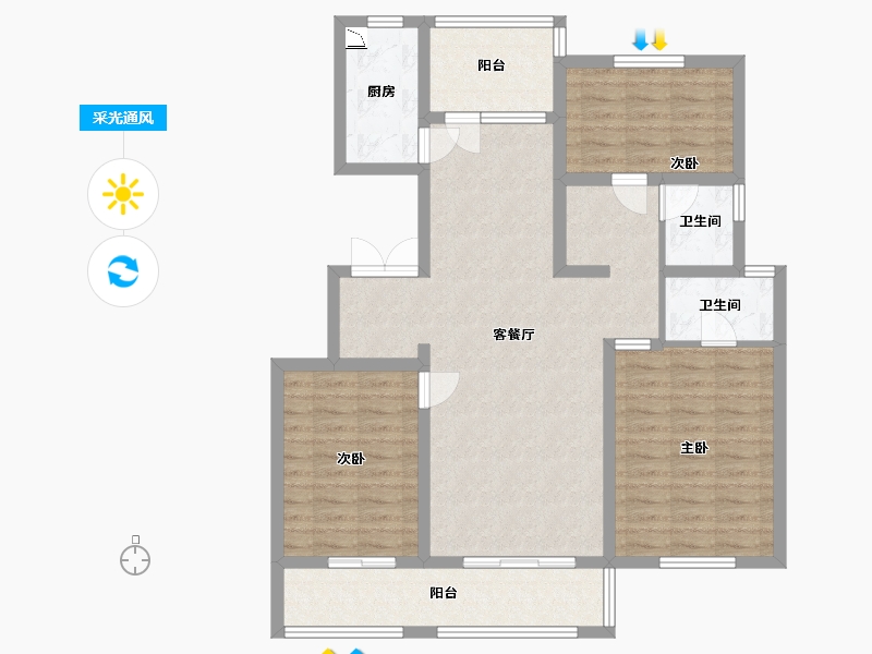 山东省-济宁市-崇德公馆-102.40-户型库-采光通风