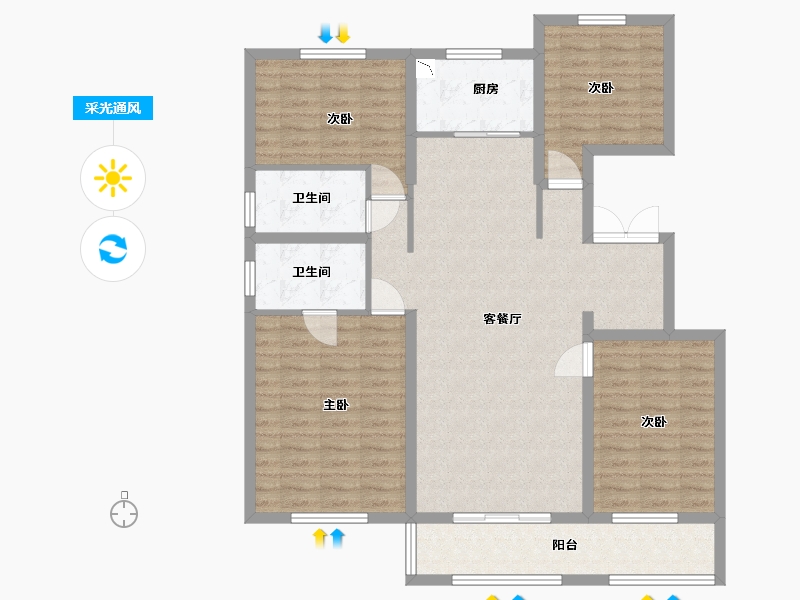 山东省-济宁市-崇德公馆-112.00-户型库-采光通风