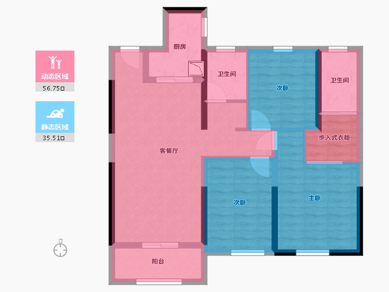 湖南省-长沙市-绿地香树花城-81.36-户型库-动静分区