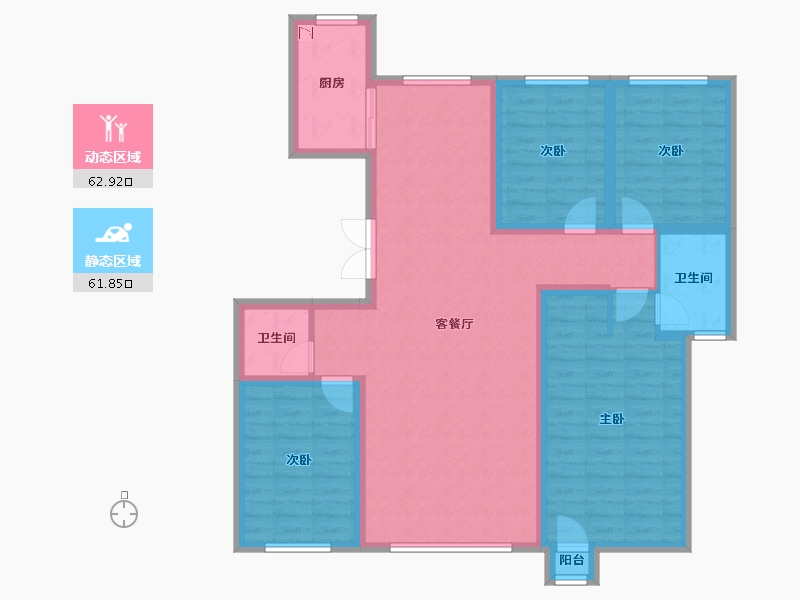 宁夏回族自治区-银川市-凤凰华府-111.62-户型库-动静分区