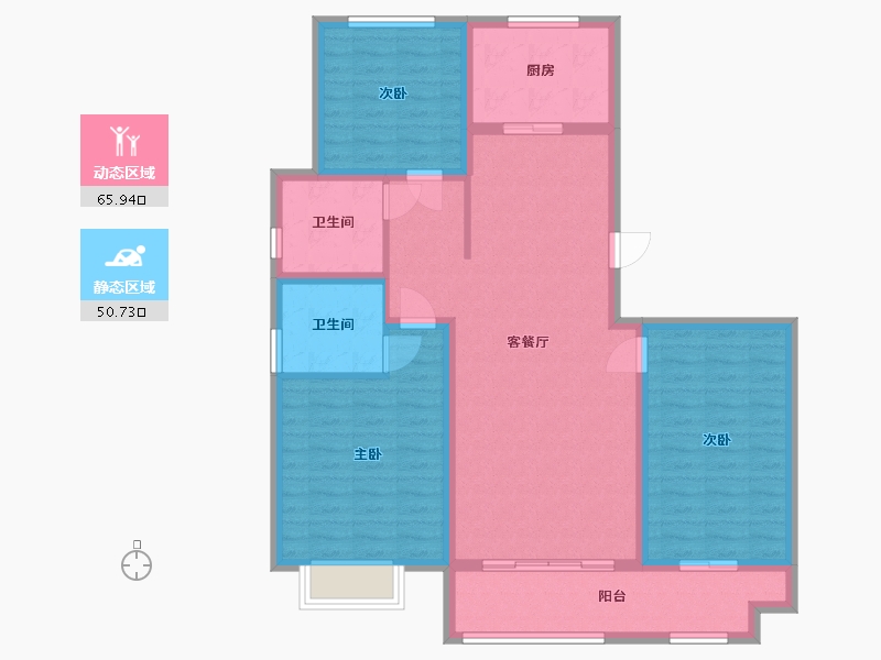 山东省-滨州市-东湖宝瑞-104.80-户型库-动静分区