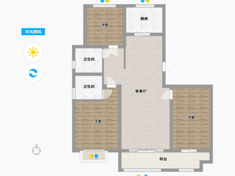 山东省-滨州市-东湖宝瑞-104.80-户型库-采光通风