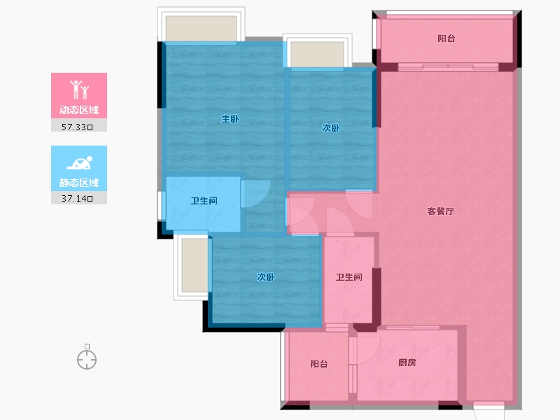 广东省-佛山市-明智雅苑-85.01-户型库-动静分区