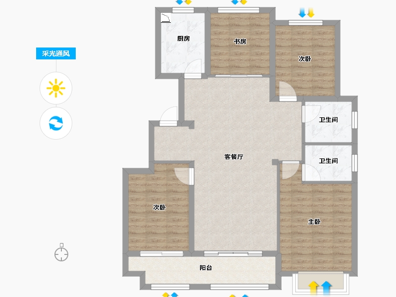 河北省-沧州市-大川世纪城-102.93-户型库-采光通风