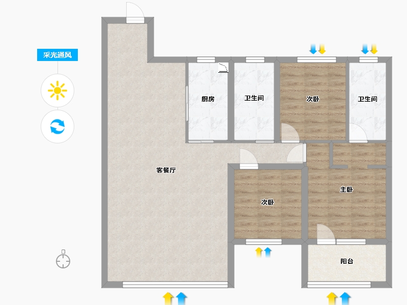 山东省-济宁市-青特・赫府-96.00-户型库-采光通风