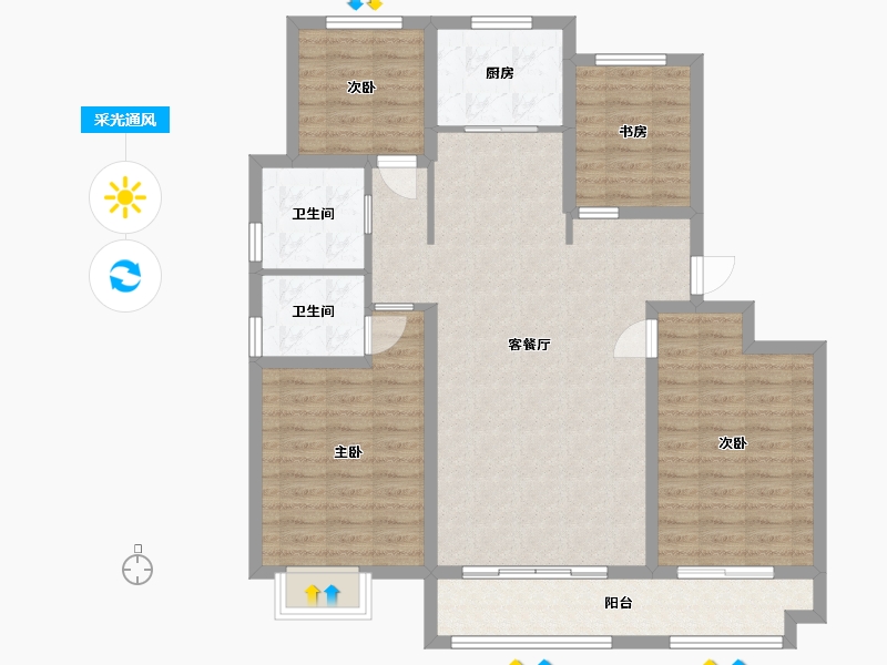 山东省-滨州市-东湖宝瑞-109.60-户型库-采光通风