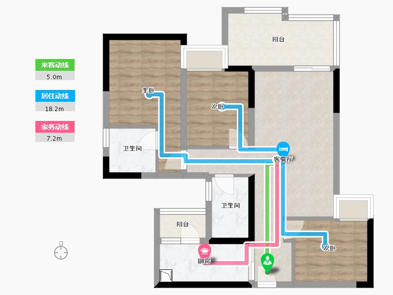 重庆-重庆市-蓝光公园华府-79.14-户型库-动静线