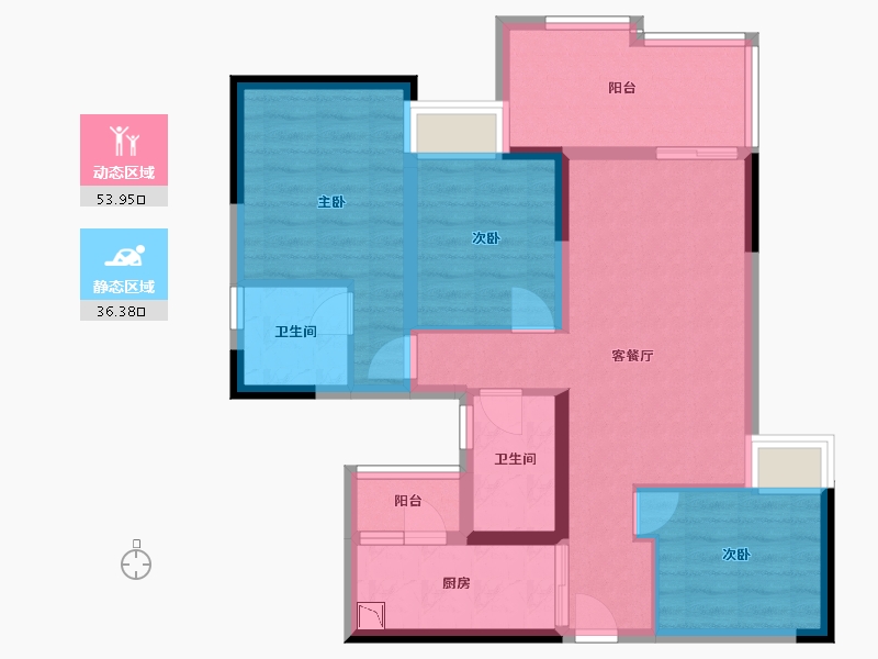 重庆-重庆市-蓝光公园华府-79.14-户型库-动静分区