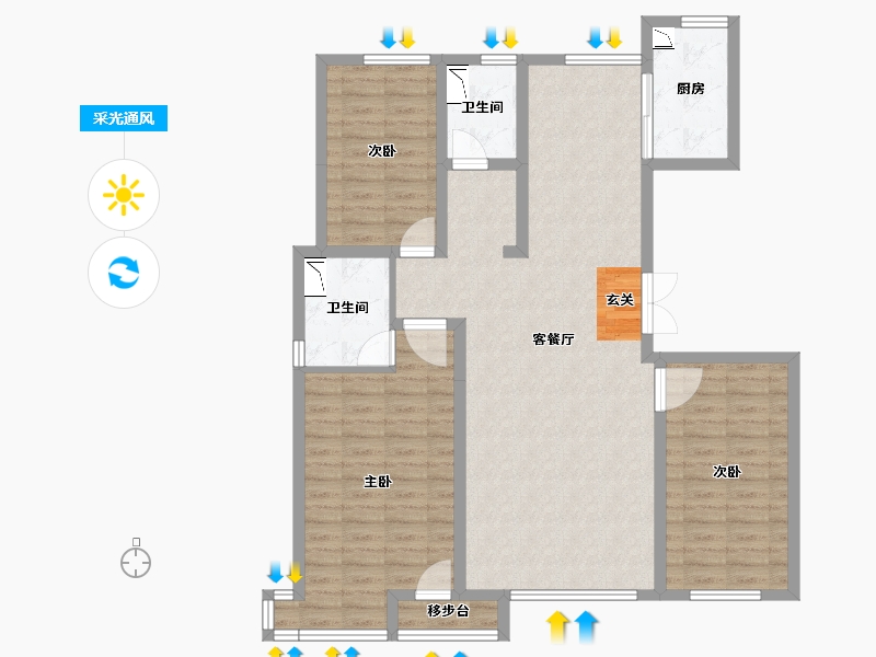 宁夏回族自治区-银川市-凤凰华府-106.42-户型库-采光通风