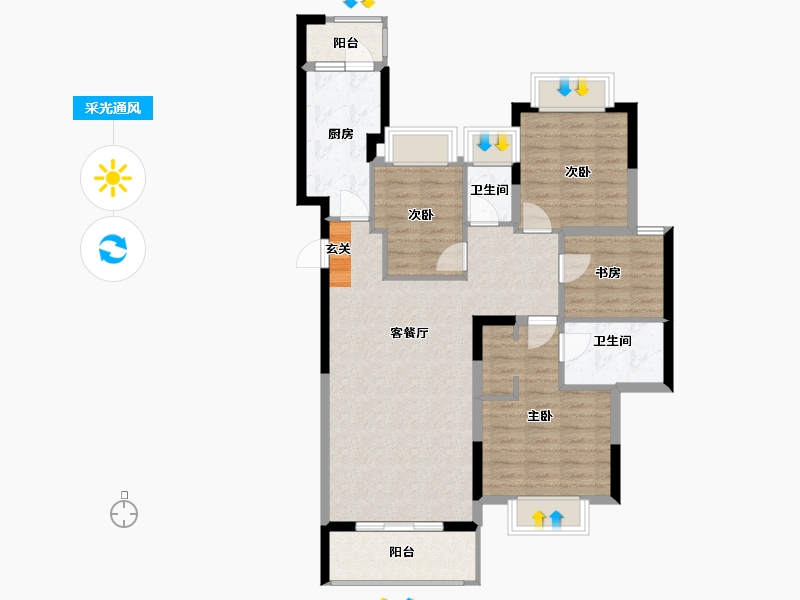 贵州省-贵阳市-贵州当代MOMΛ未来城-94.38-户型库-采光通风