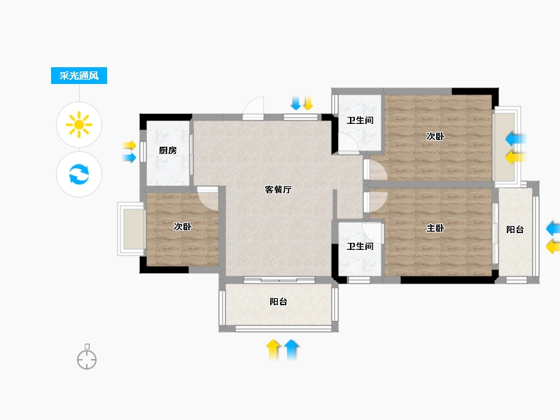 湖北省-宜昌市-阳光公馆-87.13-户型库-采光通风