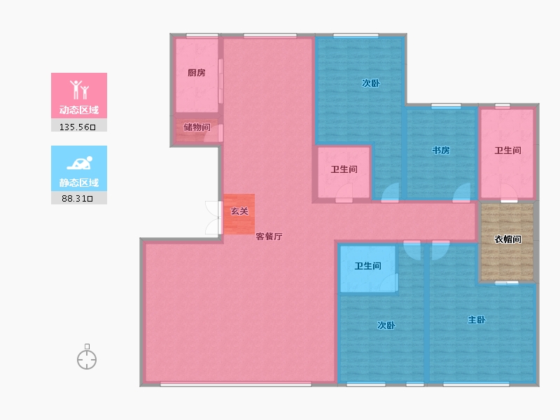 宁夏回族自治区-银川市-凤凰华府-212.48-户型库-动静分区