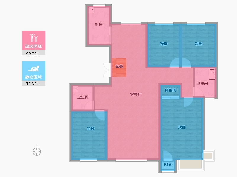 宁夏回族自治区-银川市-凤凰华府-111.05-户型库-动静分区