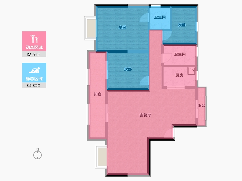 浙江省-温州市-星海名筑-96.67-户型库-动静分区