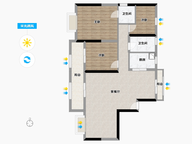 浙江省-温州市-星海名筑-96.67-户型库-采光通风