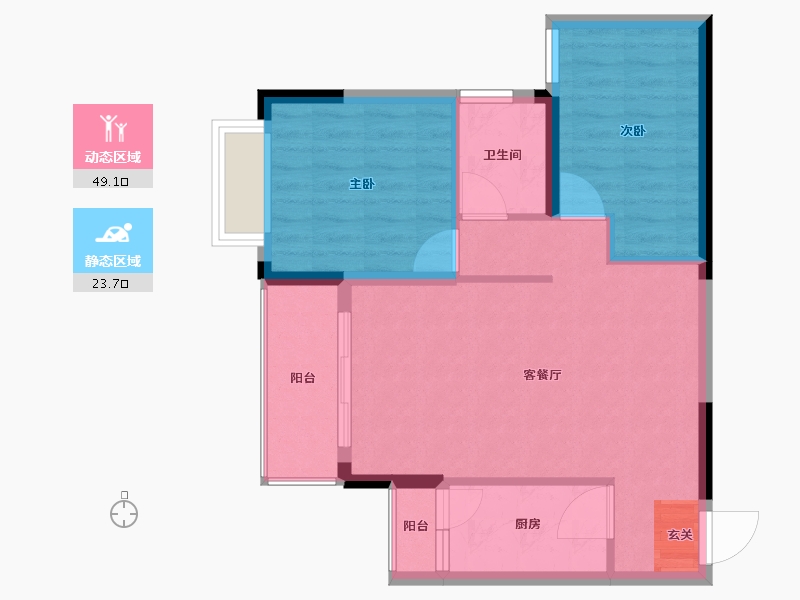 贵州省-贵阳市-贵州当代MOMΛ未来城-65.70-户型库-动静分区