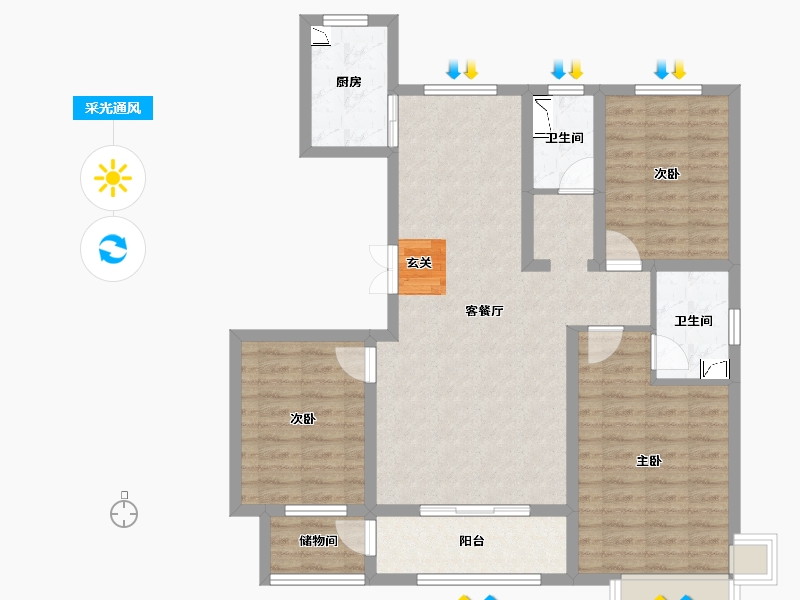 宁夏回族自治区-银川市-凤凰华府-93.72-户型库-采光通风