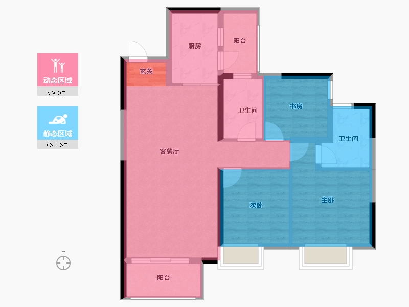 贵州省-贵阳市-贵州当代MOMΛ未来城-85.56-户型库-动静分区