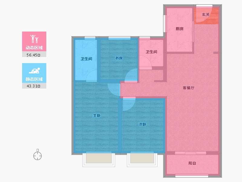 山西省-太原市-融创中心-88.99-户型库-动静分区