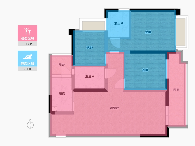 重庆-重庆市-龙湖春江天镜-80.50-户型库-动静分区