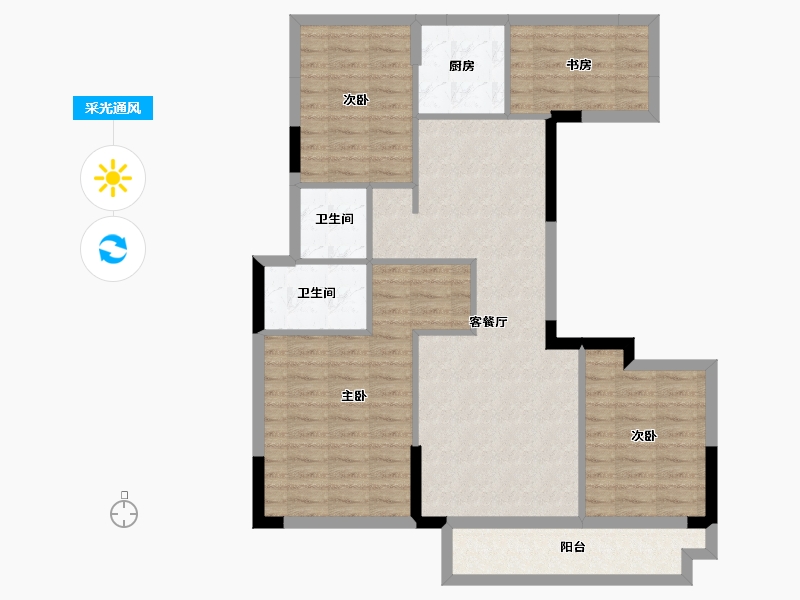 浙江省-宁波市-逸湾小筑-105.52-户型库-采光通风