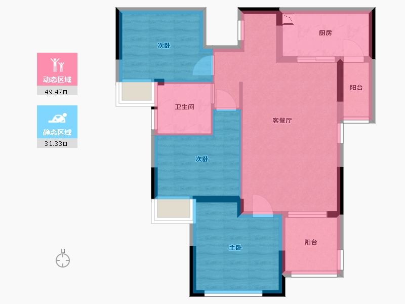 重庆-重庆市-恒大御府-71.49-户型库-动静分区