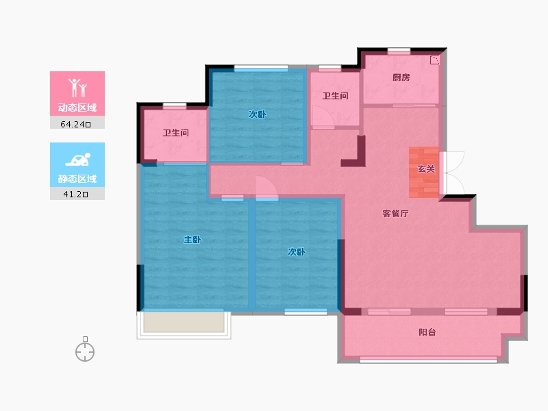 浙江省-温州市-云中墅-94.28-户型库-动静分区